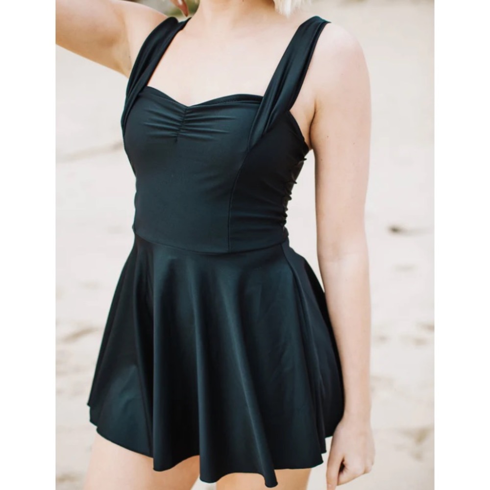 Jessica Rey Marie Swim Dress in Ebony, Small
